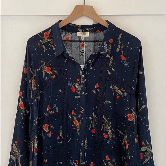 UMGEE Floral Bohemian Cottagecore Button Front Long Sleeve Dress Size M NWT - Picture 4 of 8